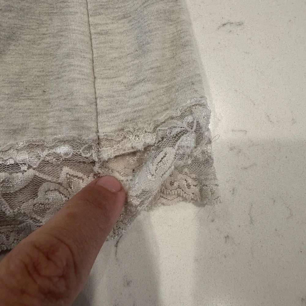 Charlotte Russe Y2K Babydoll Lace Trim Cami Top Heathered Grey Womens Medium